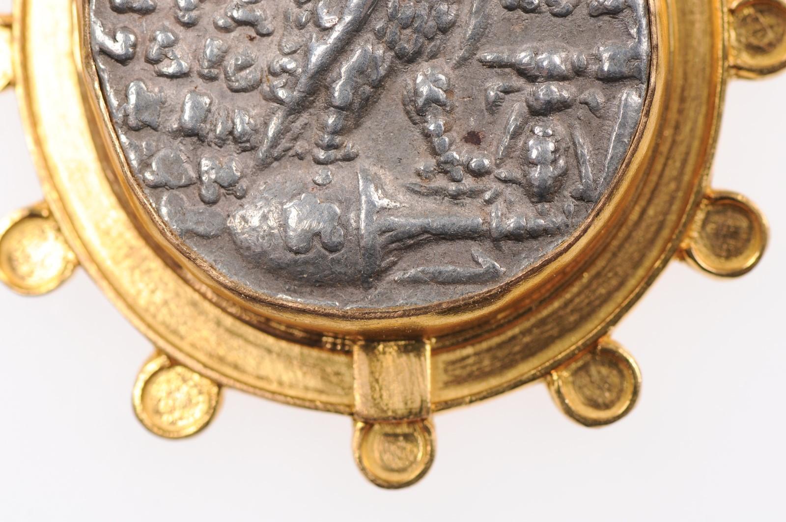 Antiker griechischer Eule- und Athena- Münz-Anhänger (pendant nur) im Angebot 1