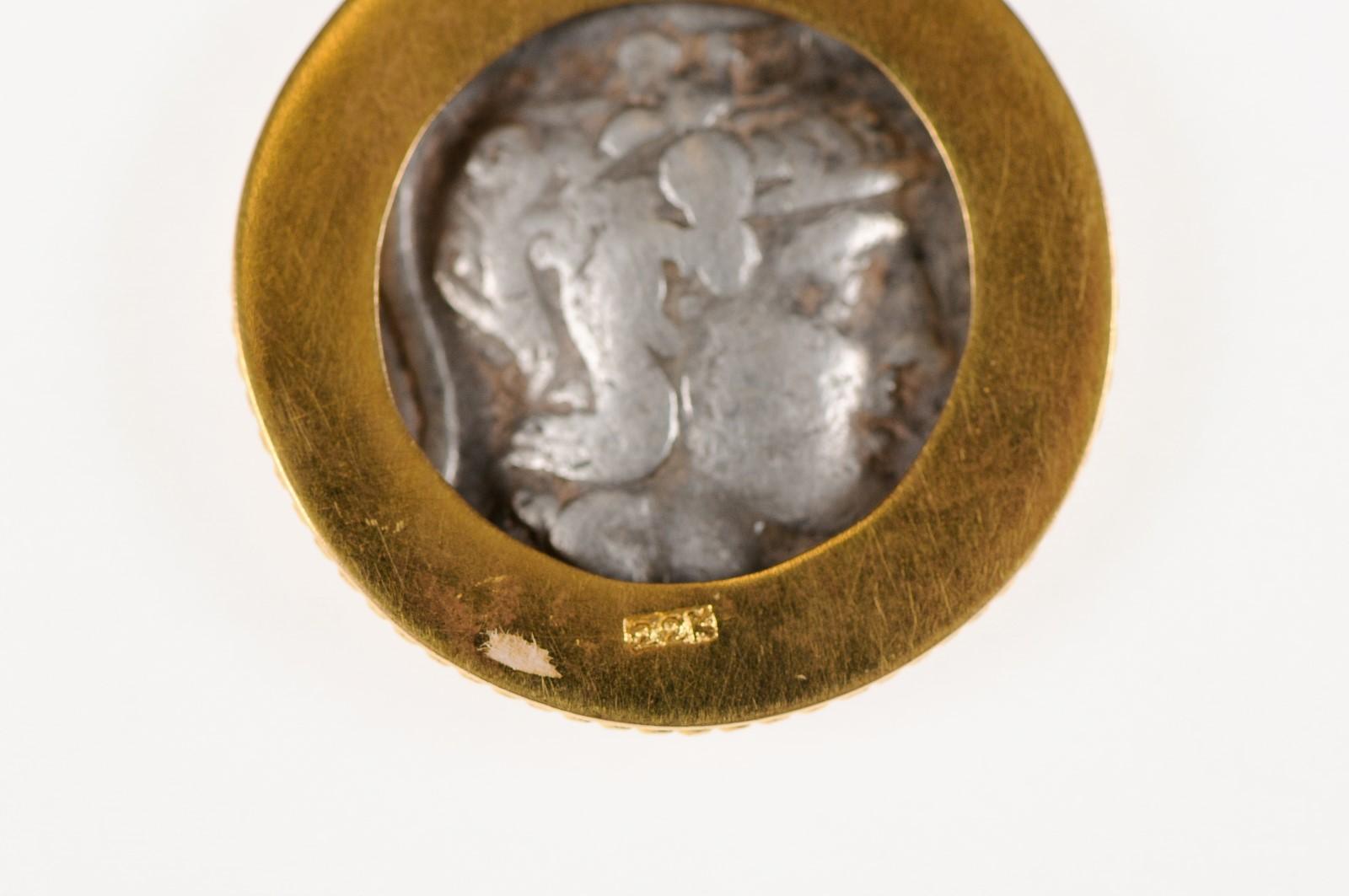 Antiker griechischer Eulenmünze-Anhänger (pendant nur) für Damen oder Herren im Angebot