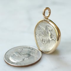 Ancient Greek Pegasos Coin Pendant in 14k Gold, Silver Stater of Anaktorion with