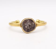Ancient Greek Pegasus Coin Cuff in 18kt Yellow Gold with 350 BC Corinth Stater