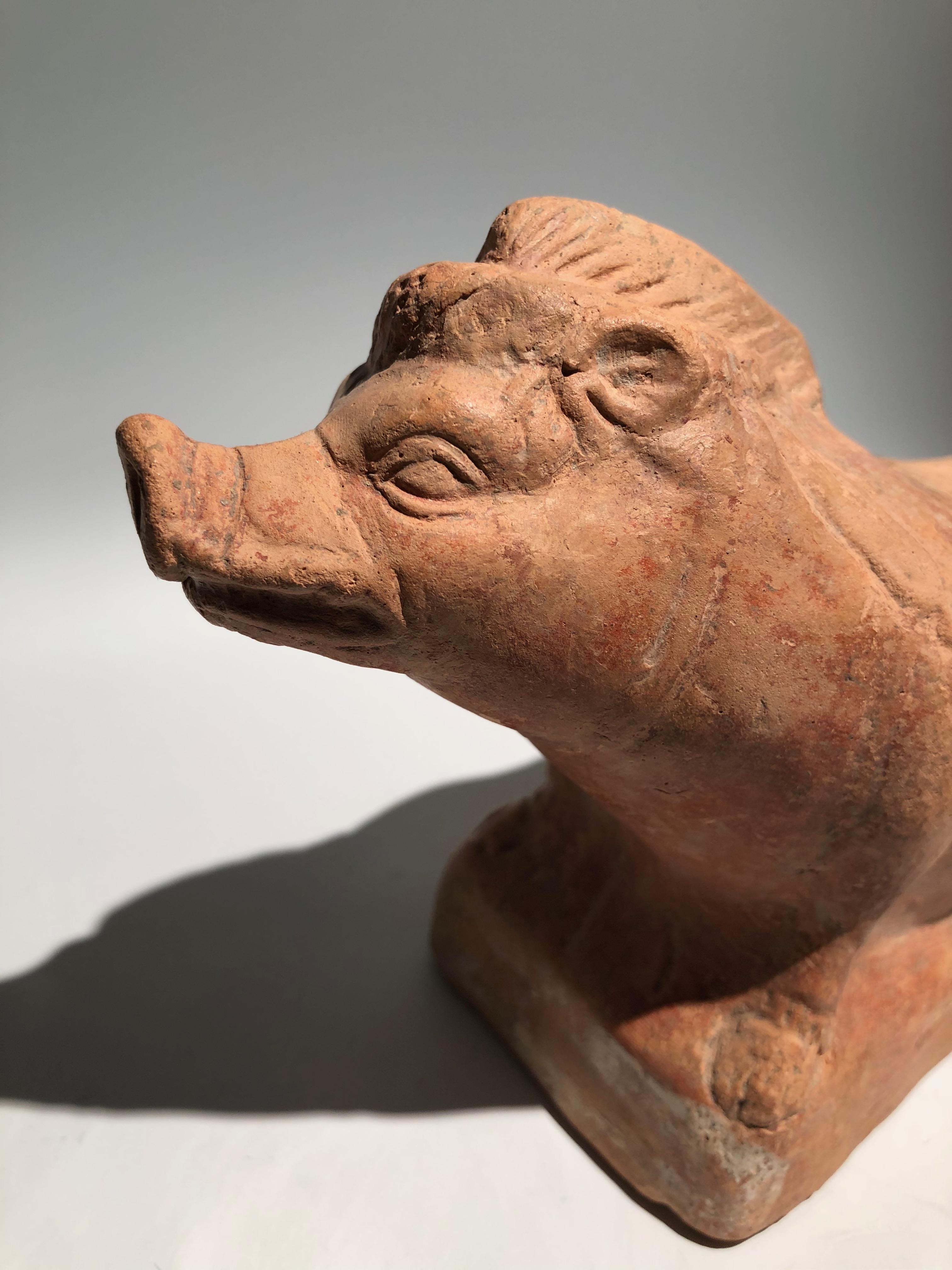 Hellenistic Ancient Greek Pottery Vase in Form of a Wild Boar For Sale