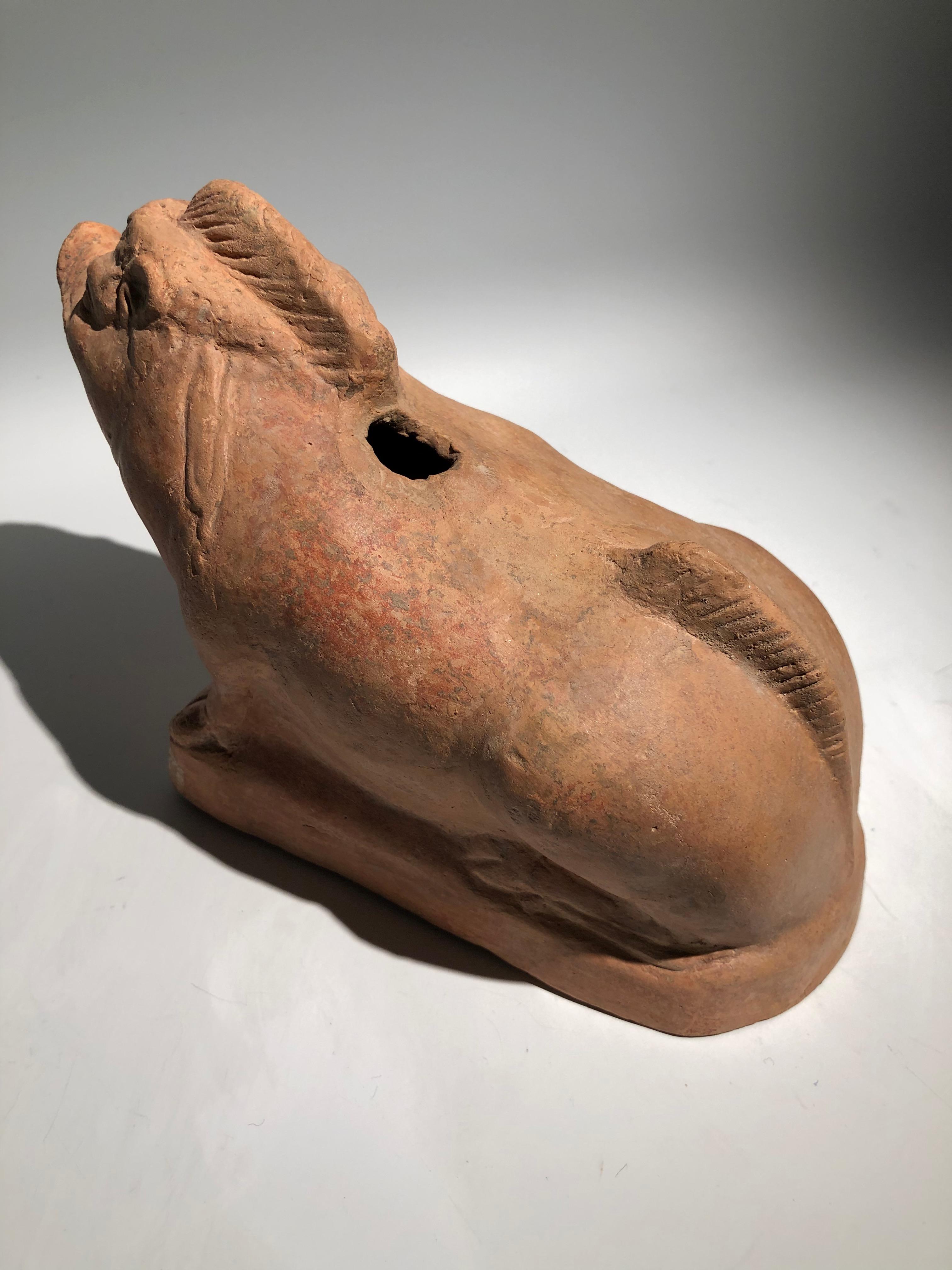 Molded Ancient Greek Pottery Vase in Form of a Wild Boar For Sale