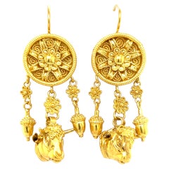 Ancient Greek Reproduction Design Earrings in 22K Yellow Gold