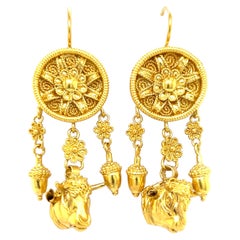 Boucles d'oreilles de reproduction de la Grce antique en or jaune 22 carats