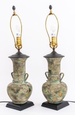 Ancient Greek Revival Amphora Table Lamps, Pair