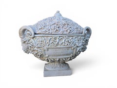 Ancient Greek Revival Glazed Earthenware Urn with Ram Head Handles, Italy, 1950s