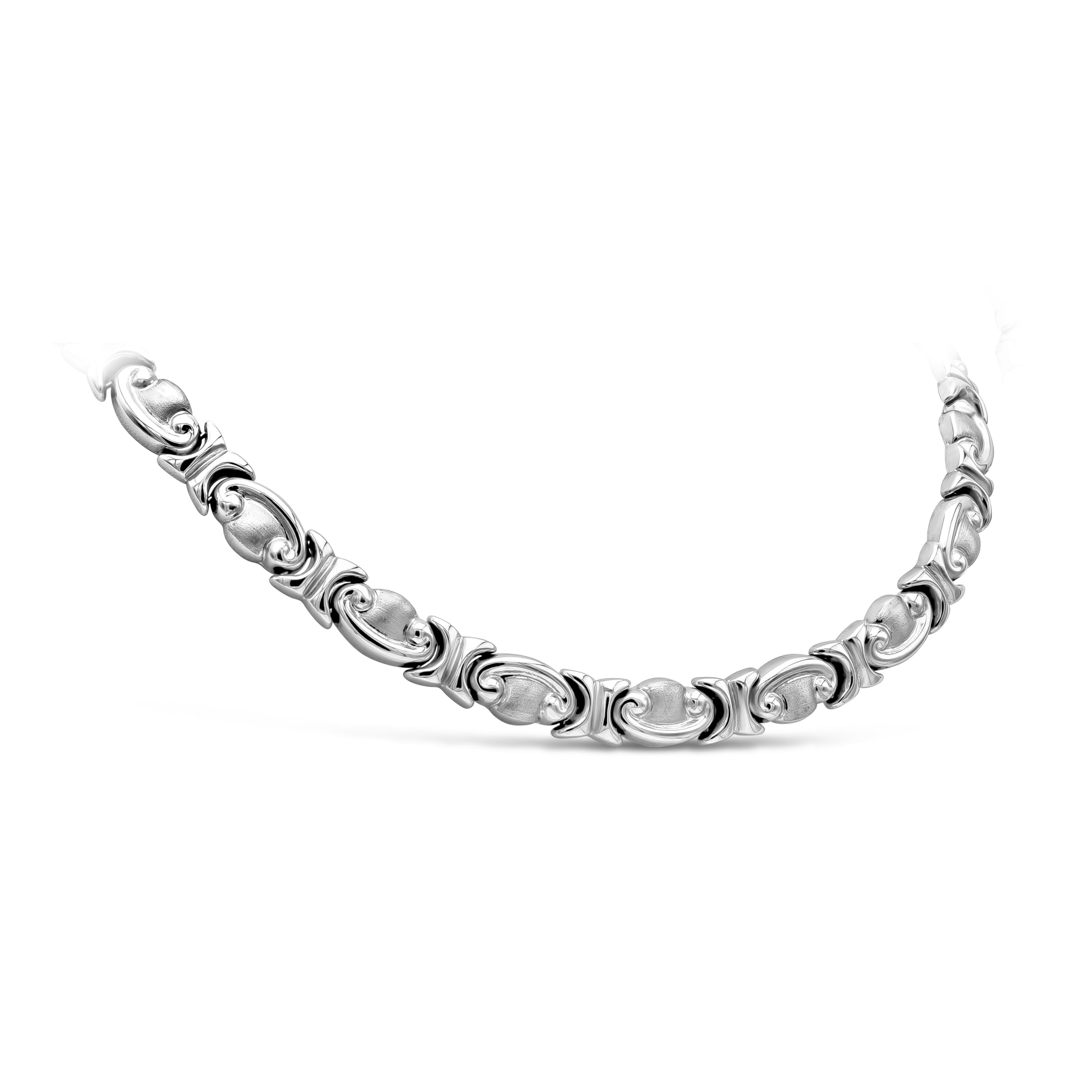 This elegant 14k white gold necklace carved with Ancient Greek Roman style design, weighing 28.62 grams.

Roman Malakov is a custom house, specializing in creating anything you can imagine. If you would like to receive a special quote on a custom