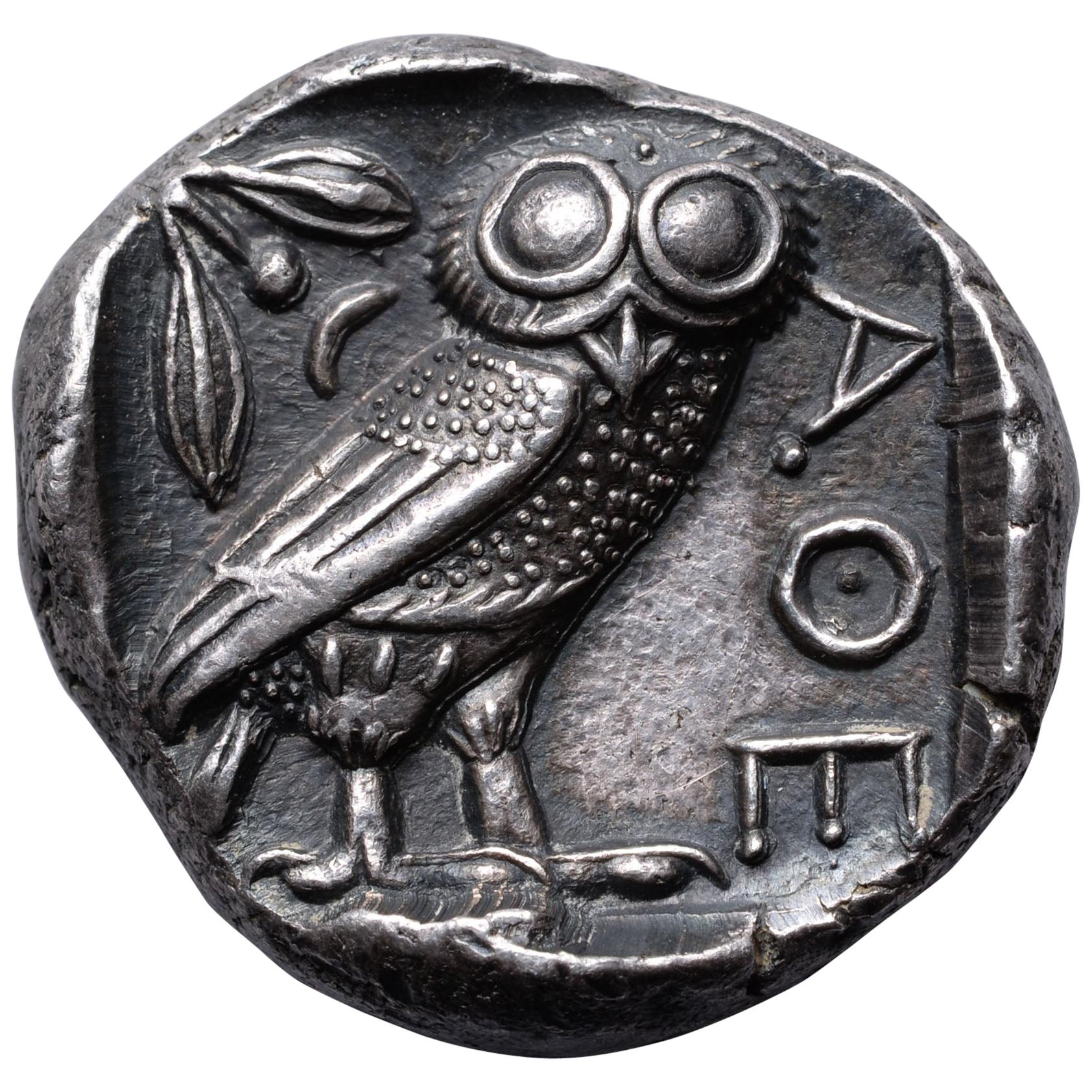 Ancient Greek Silver Athens Owl Tetradrachm Coin, 454 BC For Sale ...