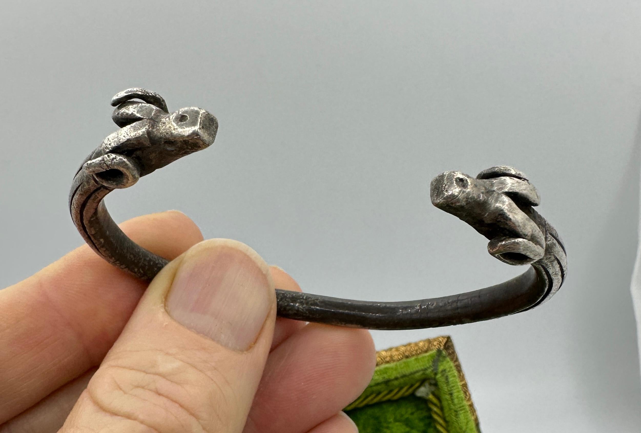 Ancient Greek Silver Bracelet with Rams Heads 4th century BC Museum Quality For Sale 3