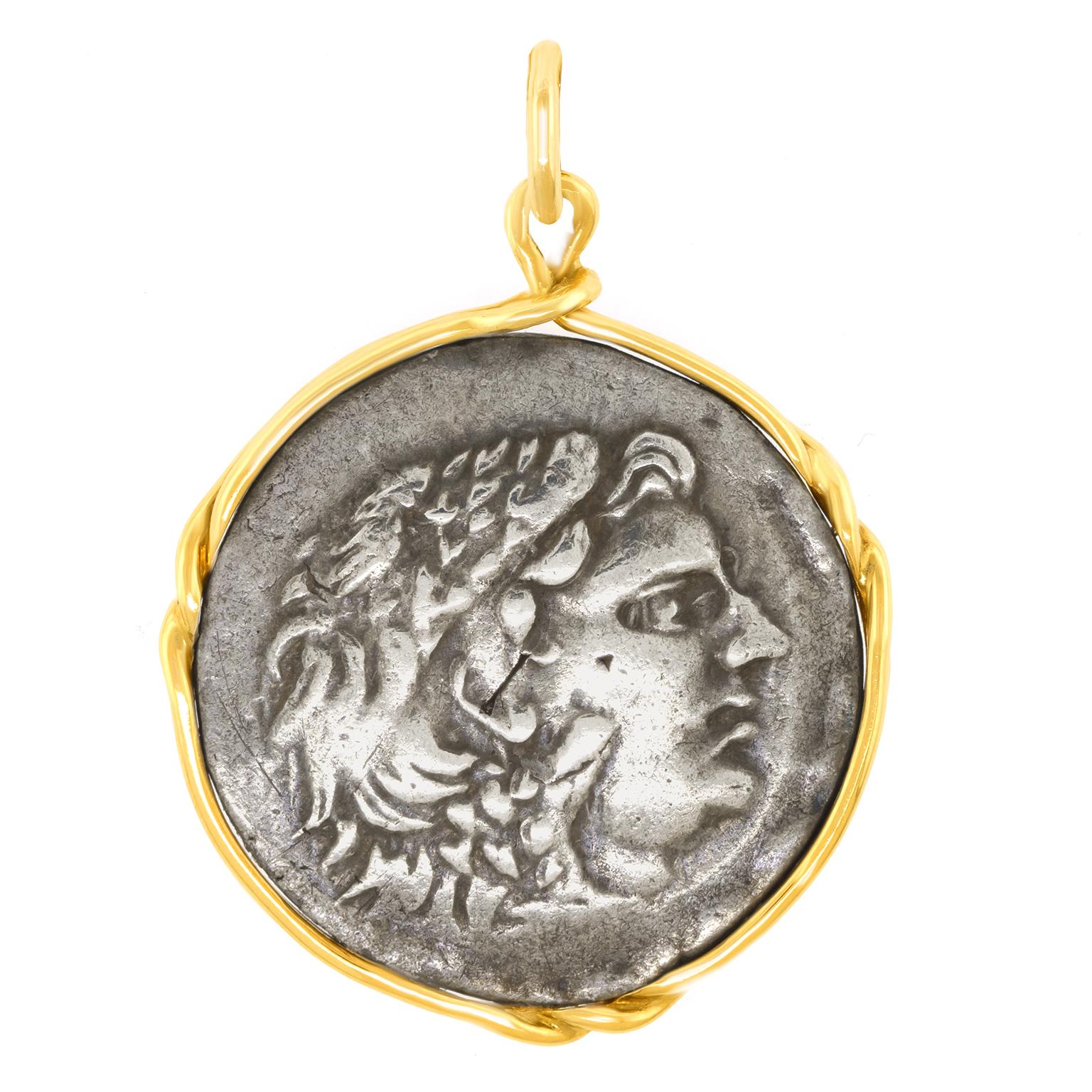 Ancient Greek Silver Coin Pendant For Sale 6
