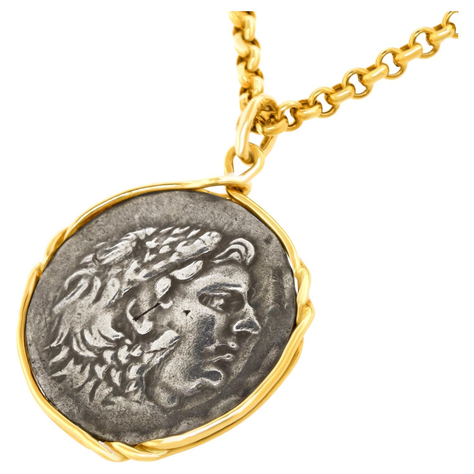Ancient Greek Silver Coin Pendant For Sale