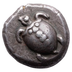 Pièce de monnaie grecque ancienne en argent représentant une tortue de mer d'Égine