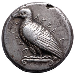 Ancient Greek Silver Tetradrachm Coin from Akragas Sicily, 460 BC