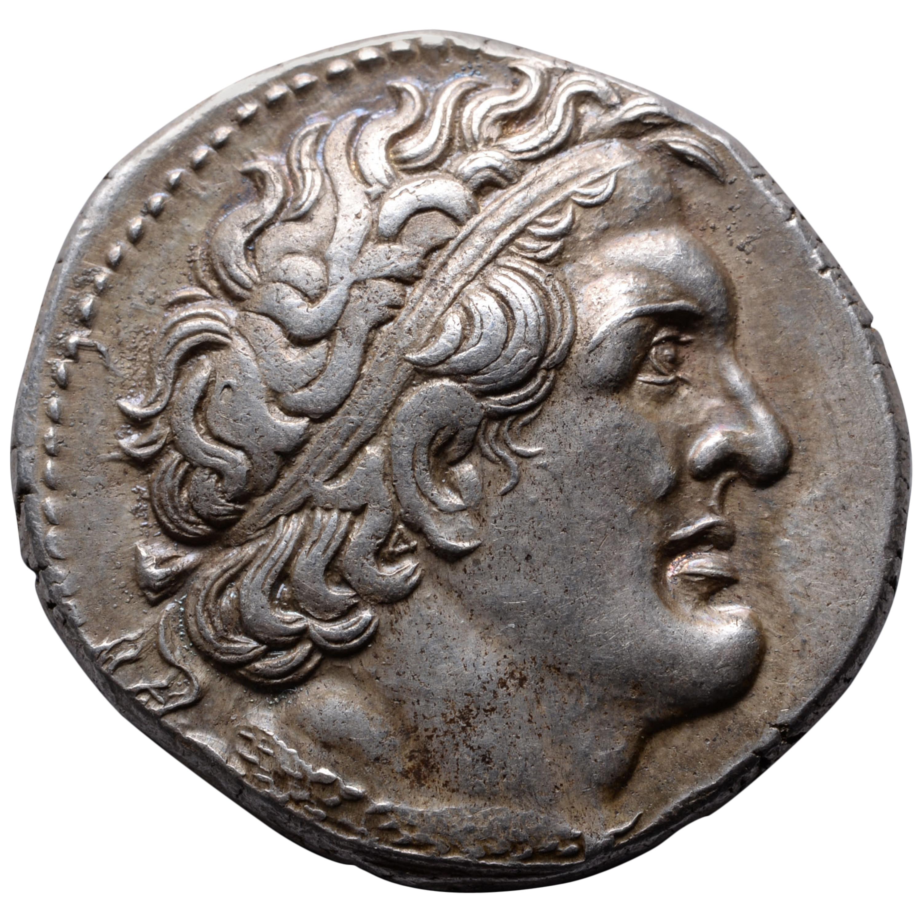 Ancient Greek Silver Tetradrachm Coin of King Ptolemy I, 300 BC