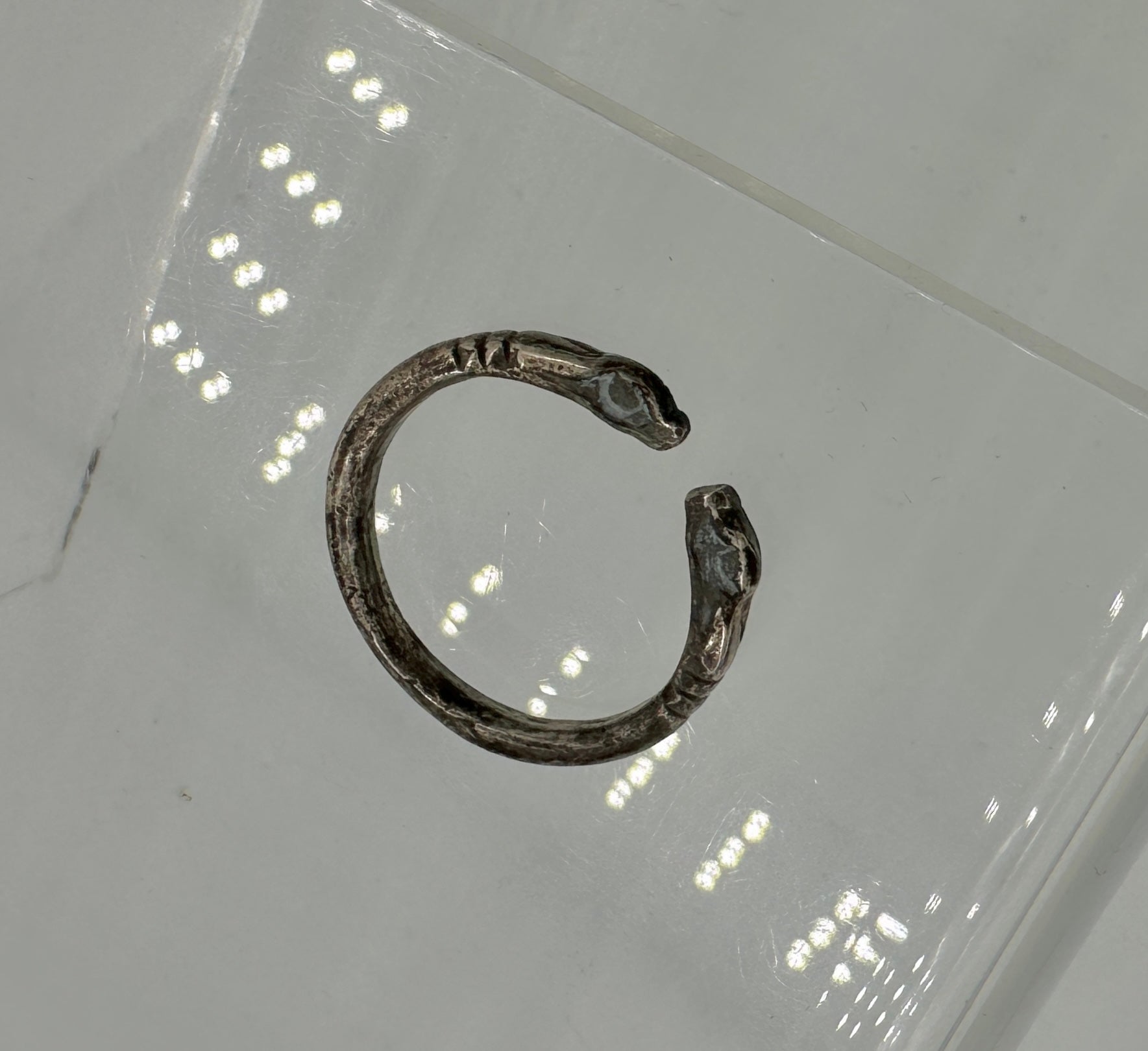 Classical Greek Ancient Greek Snake Ring Silver 4th century BC Wearable Museum Quality For Sale