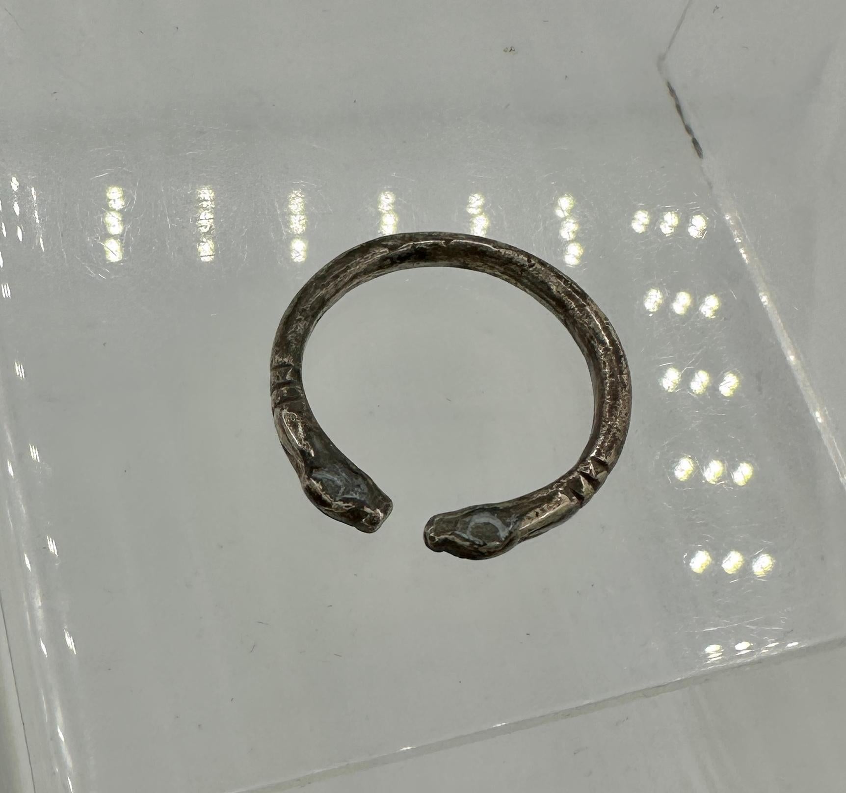 Women's or Men's Ancient Greek Snake Ring Silver 4th century BC Wearable Museum Quality For Sale