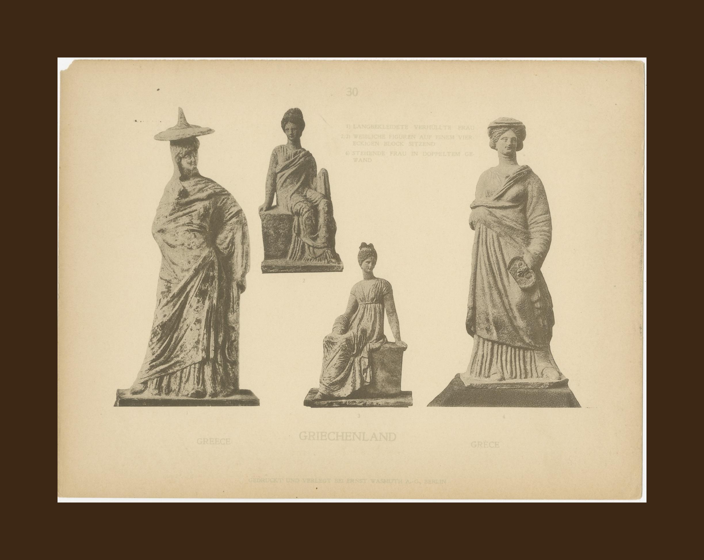 Ancient Greek Statue Studies – Original 1910 Wasmuth Antiquity Plate

Description:
This original early 20th-century plate presents a detailed study of ancient Greek statuary, published by Ernst Wasmuth A.G. in Berlin around 1910. It comes from a