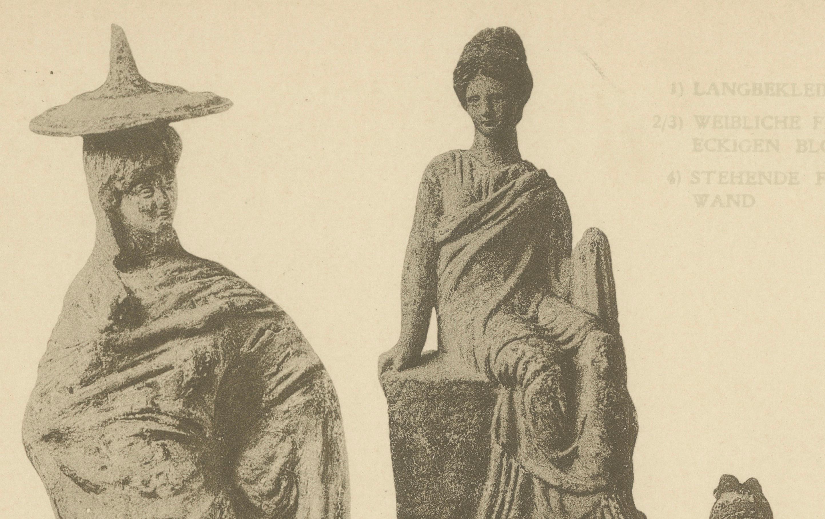 Ancient Greek Statue Studies – Original 1910 Wasmuth Antiquity Plate In Good Condition For Sale In Langweer, NL