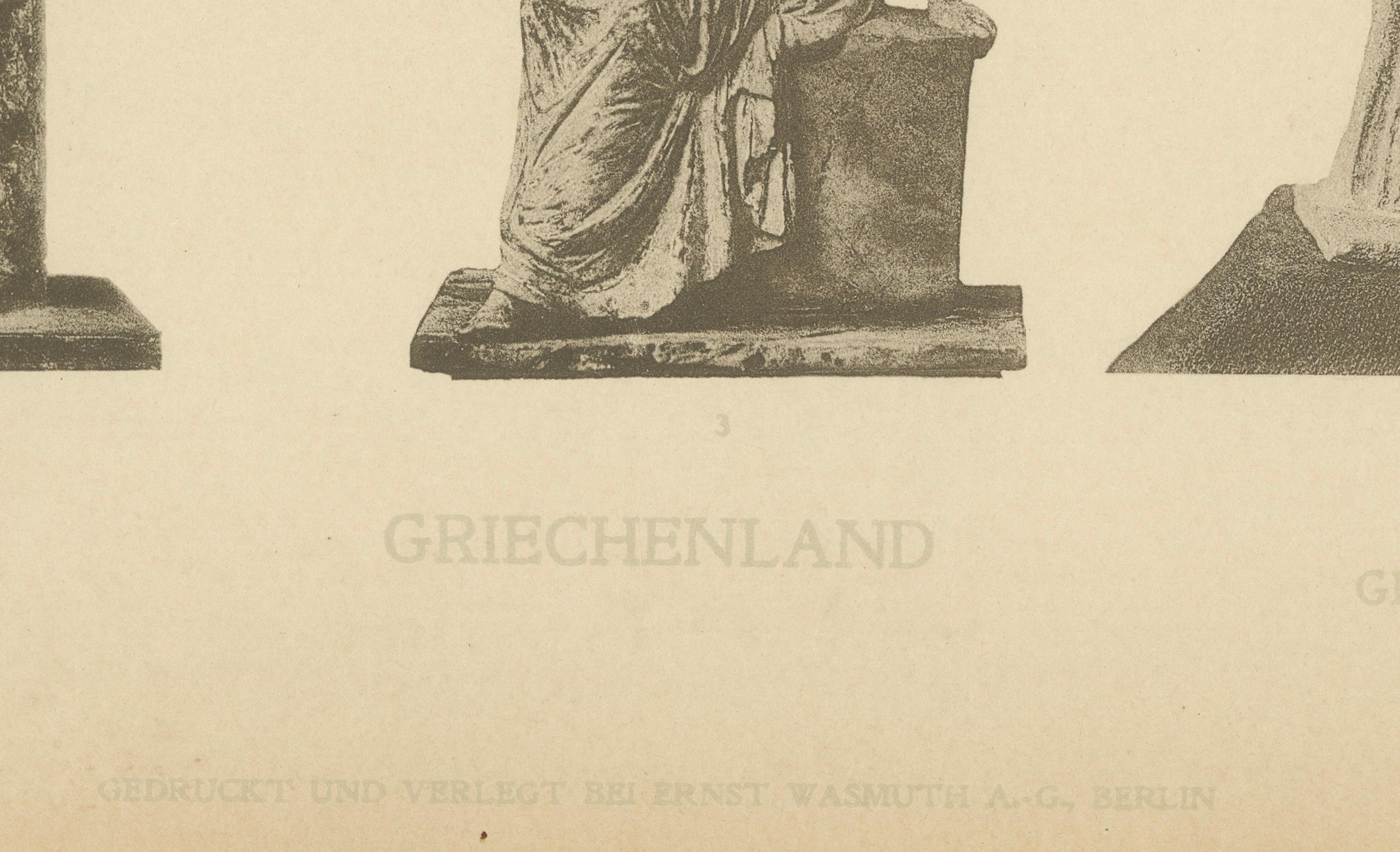 Paper Ancient Greek Statue Studies – Original 1910 Wasmuth Antiquity Plate For Sale