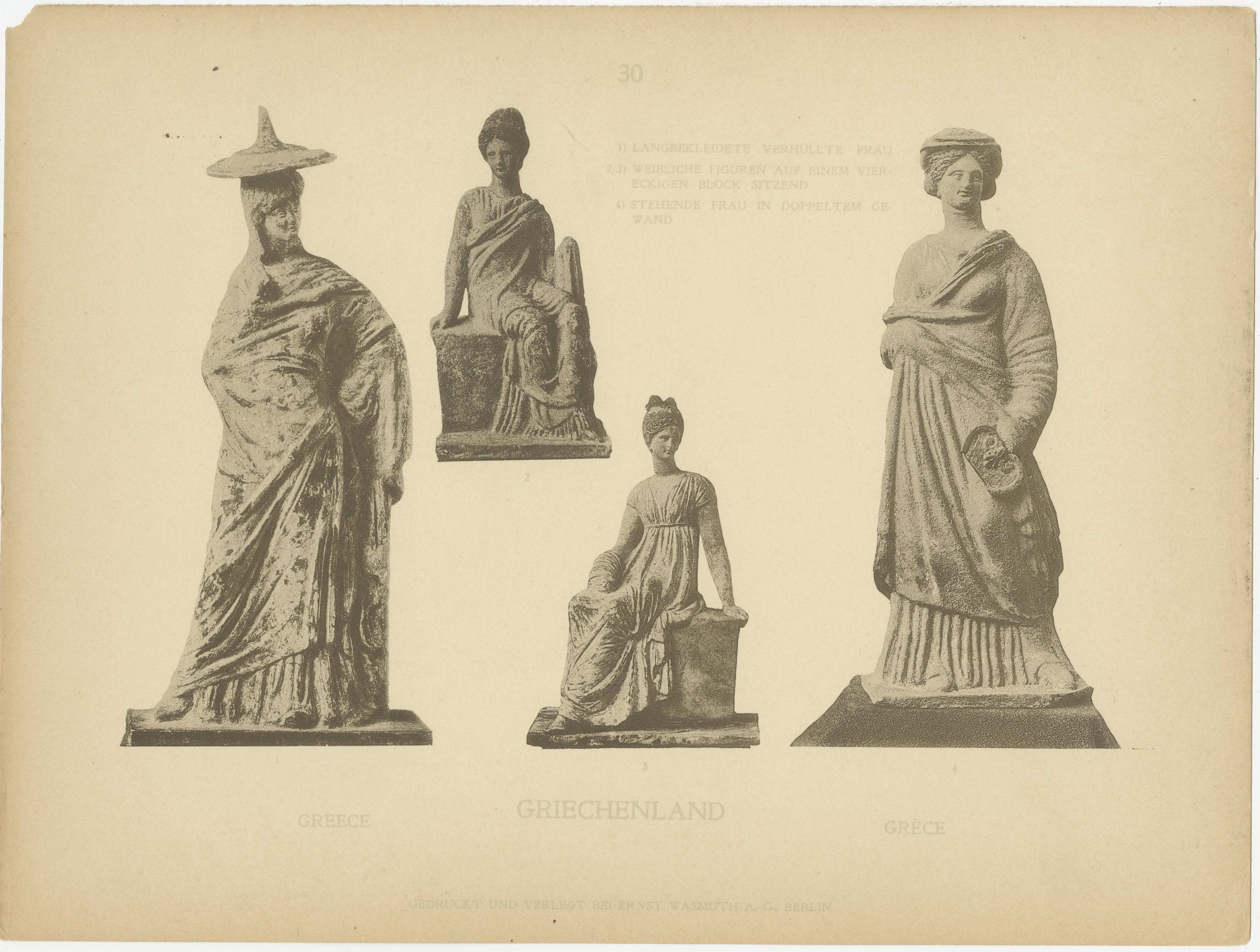 Ancient Greek Statue Studies – Original 1910 Wasmuth Antiquity Plate For Sale 1