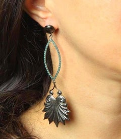 Ancient Greek Style Goddess Earrings Akrokeramo with Stones