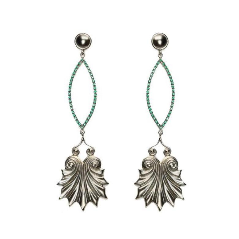 Ancient Greek Style Goddess Earrings Akrokeramo with Stones For Sale at ...