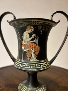 Handbemalter Kantharos im antiken griechischen Stil, Trinkgläser mit hohen Henkeln