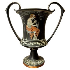 Coupe à boire Kantharos peinte à la main de style grec ancien, avec poignées hautes