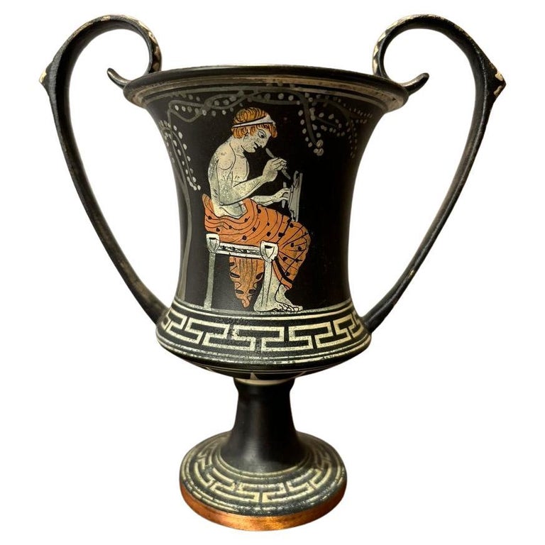 Ancient Greek Style Hand Painted Kantharos, Drinking Cup with High Handles Ancient Greek Style Hand Painted Kantharos, Drinking Cup with High Handles