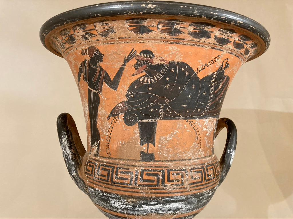 Ancient Greek Style Terracotta Krater Vase with Horse and Rider 3