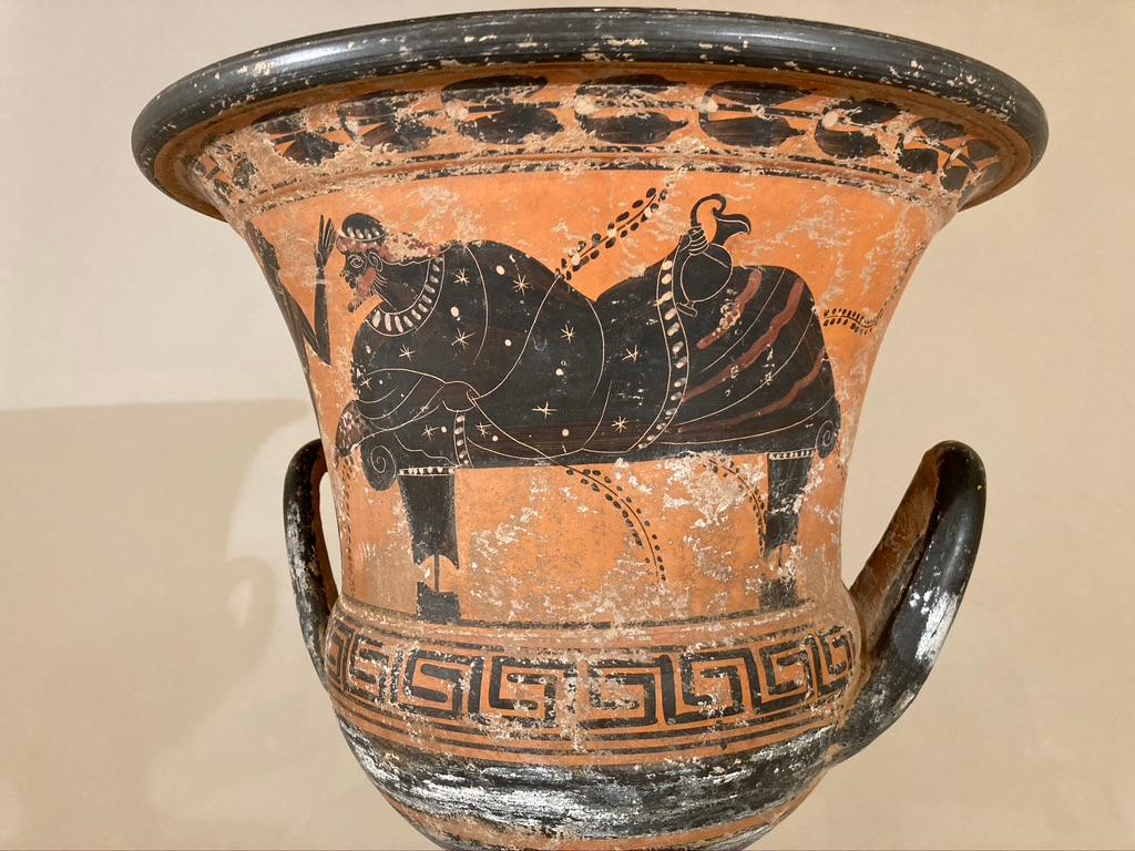 Ancient Greek Style Terracotta Krater Vase with Horse and Rider 4