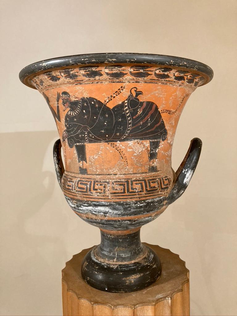 Ancient Greek Style Terracotta Krater Vase with Horse and Rider 6