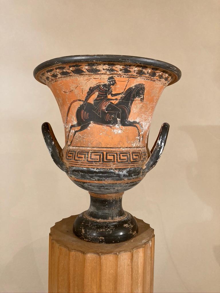 Ancient Greek Style Terracotta Krater Vase with Horse and Rider 9