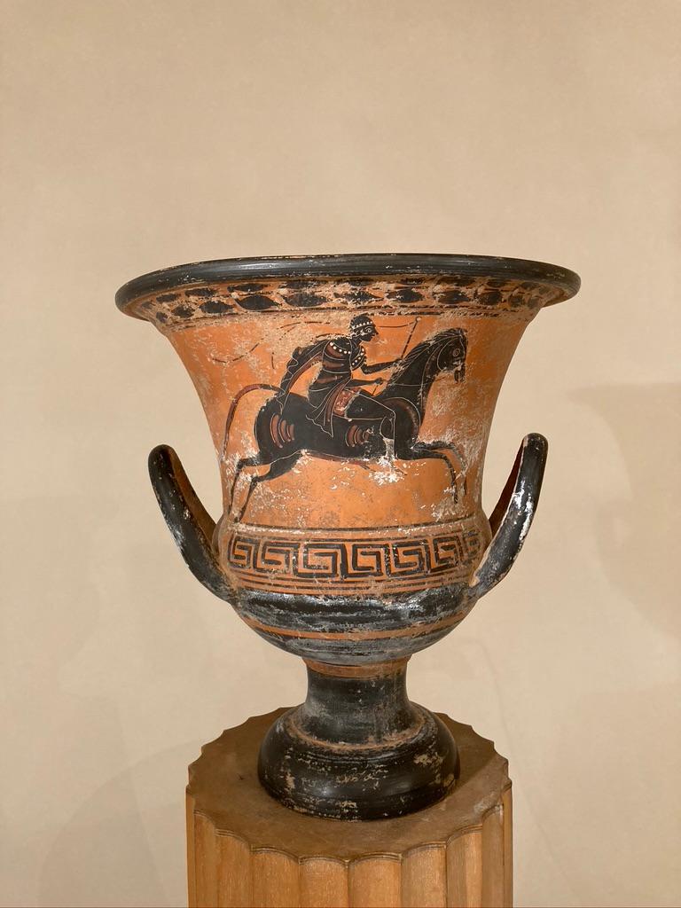 Ancient Greek Style Terracotta Krater Vase with Horse and Rider 11