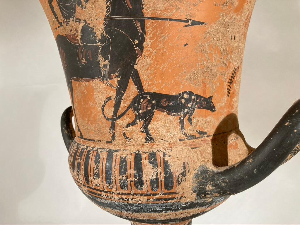 Classical Greek Ancient Greek Style Terracotta Krater Vase with Horse and Rider