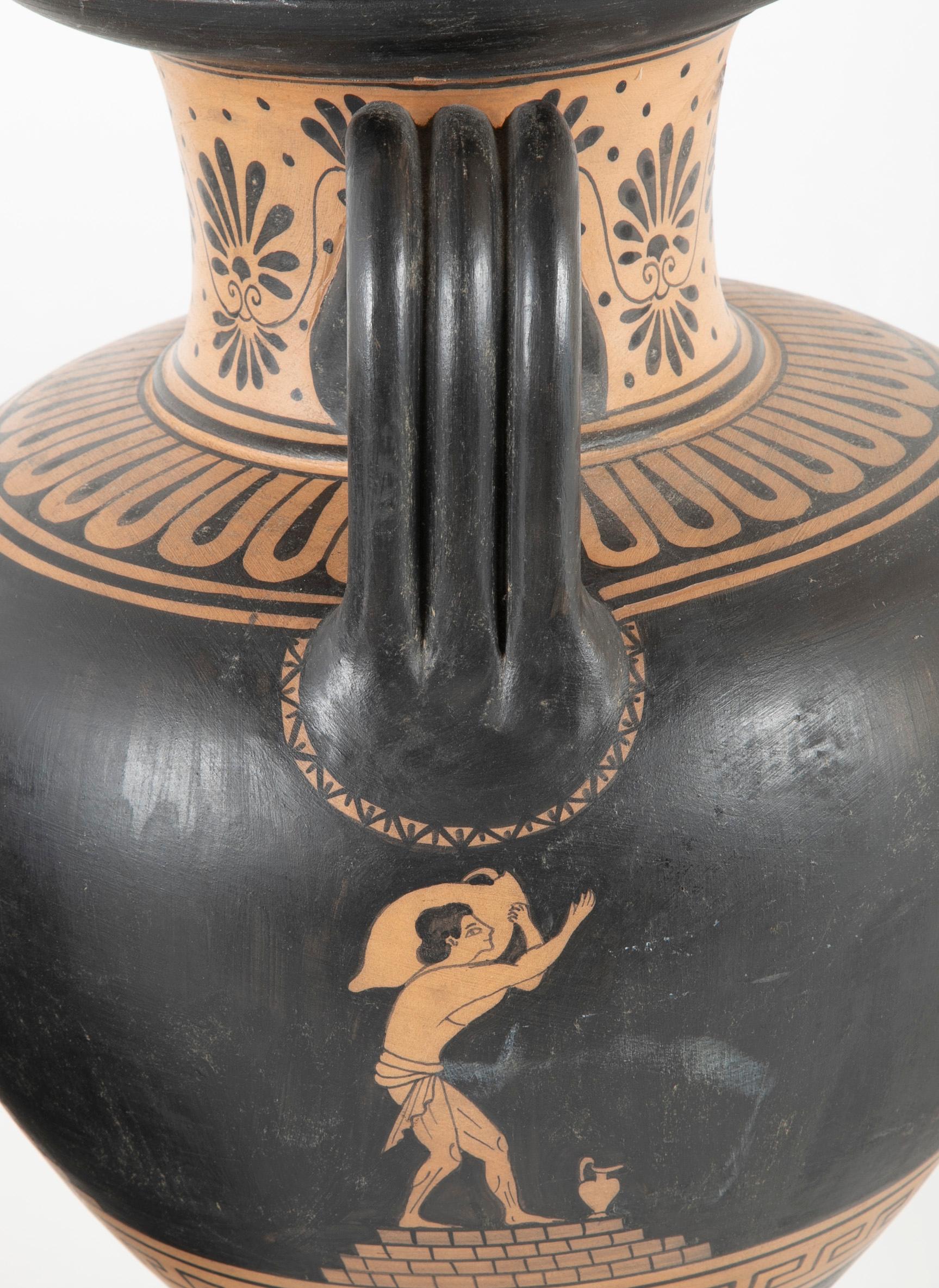 Ancient Greek Style Terracotta Urn Form Lamp 2
