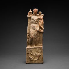 Ancient Greek Terracotta Sculpture of Aphrodite and Eros
