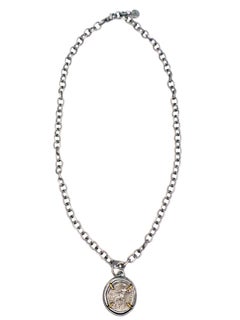 Ancient Greek Tetradrachm Silver Coin Reversible Pendant on Chain Necklace