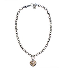 Pendentif réversible en forme de pièce de monnaie en argent Tetrobol de la Grèce antique sur chaîne oxydée