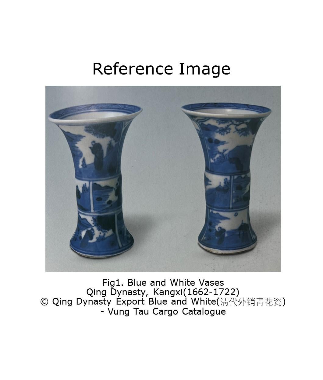 Ancient Gu Shape Blue And White Vase, Qing Dynasty, Kangxi Era, Circa 1690 For Sale 4