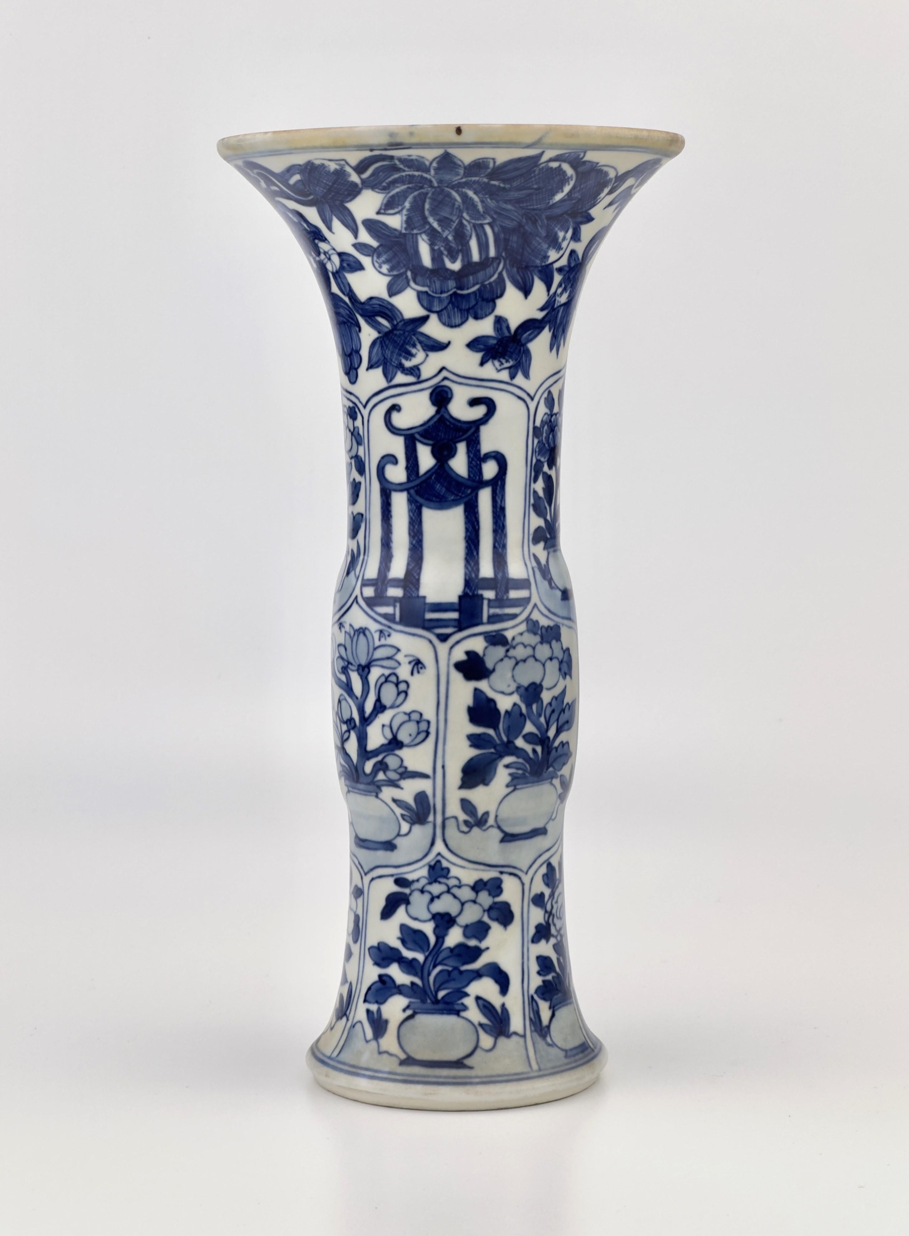 Chinoiserie Ancient Gu Shape 'Canal Houses' Vase, Qing Dynasty, Kangxi Era, Circa 1690 For Sale
