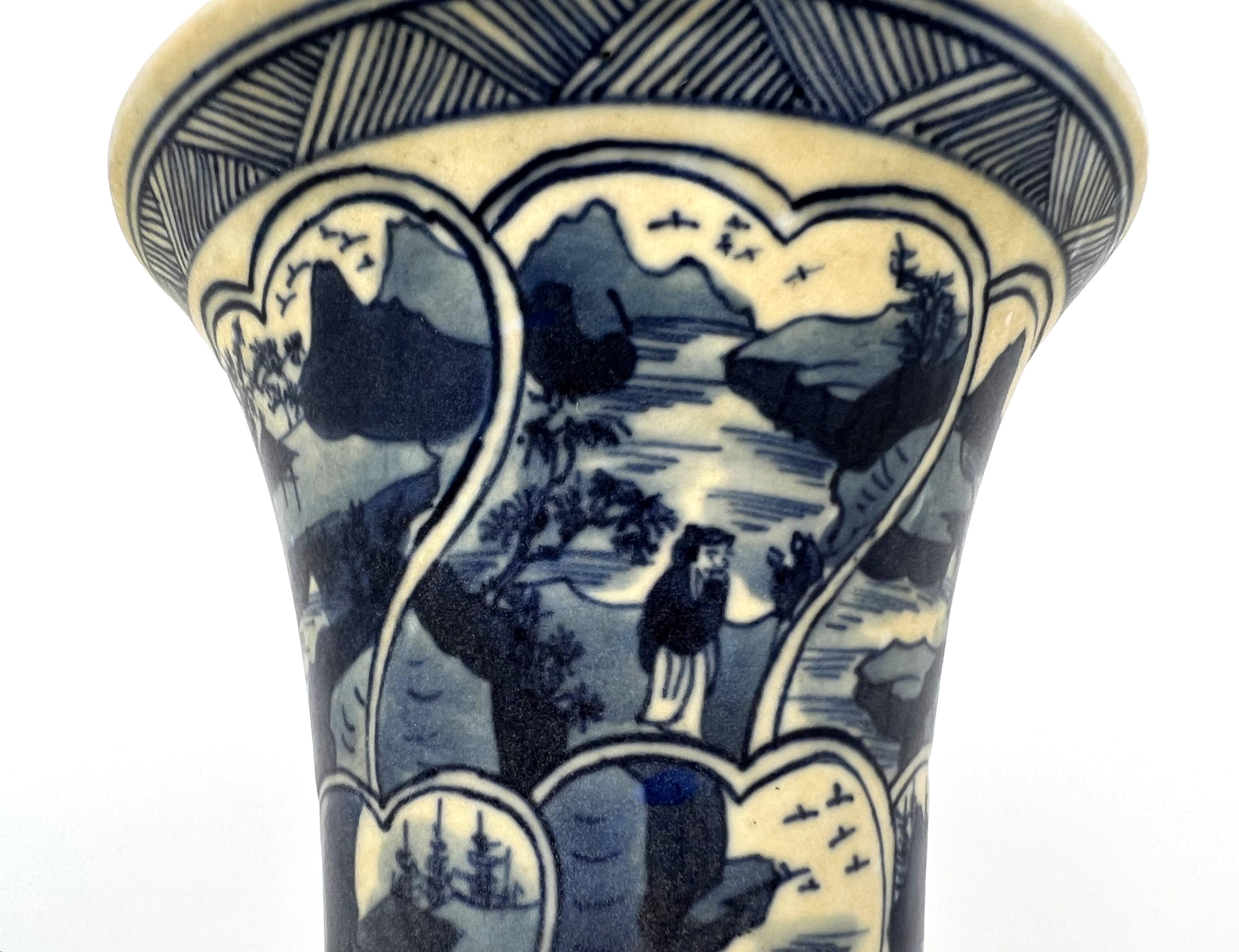 Ceramic Ancient Gu Shape 'Riverscapes' vase, Qing Dynasty, Kangxi era, Circa 1690 For Sale