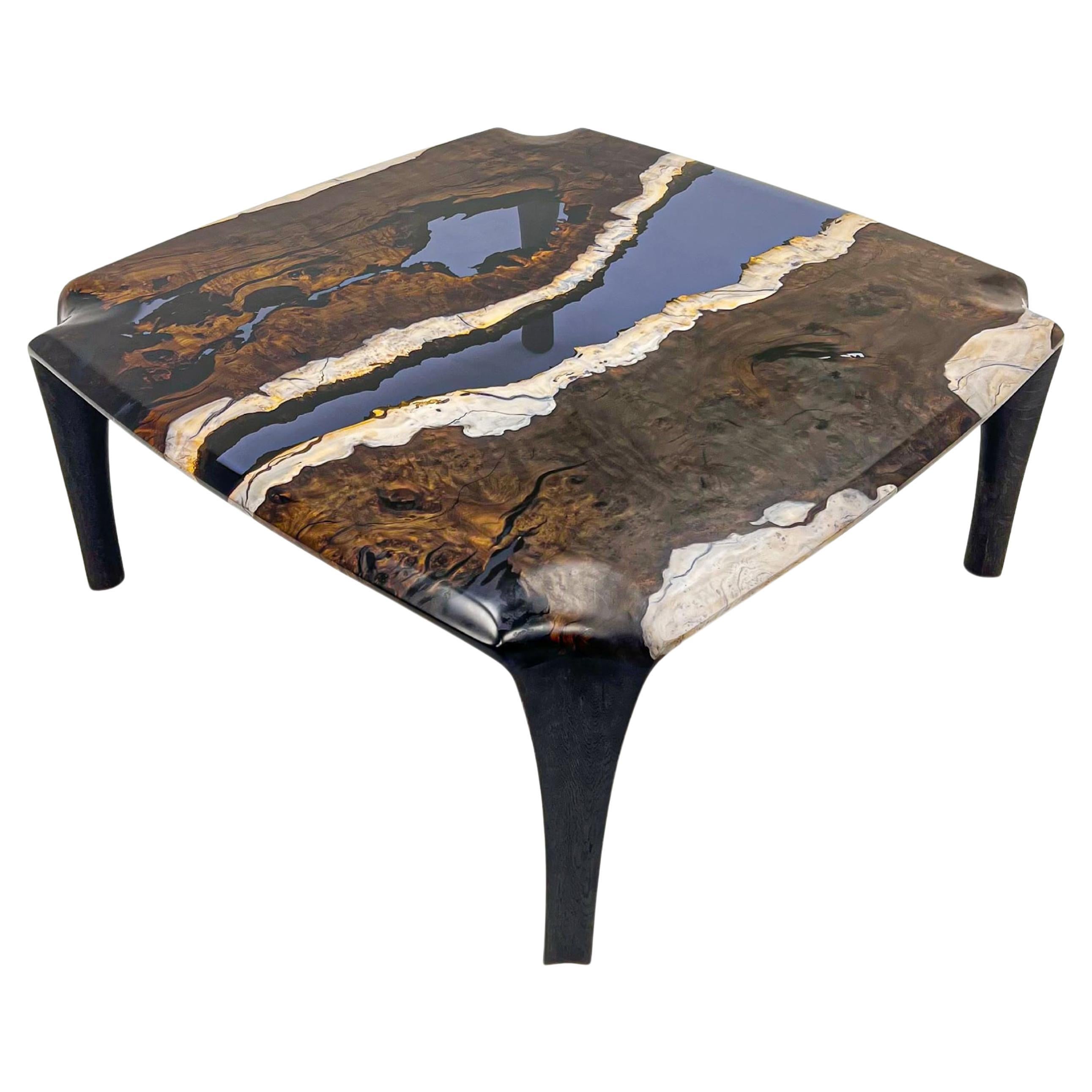 Black Transparent Epoxy Resin Table, Epoxy Dining Table by Tinella Wood