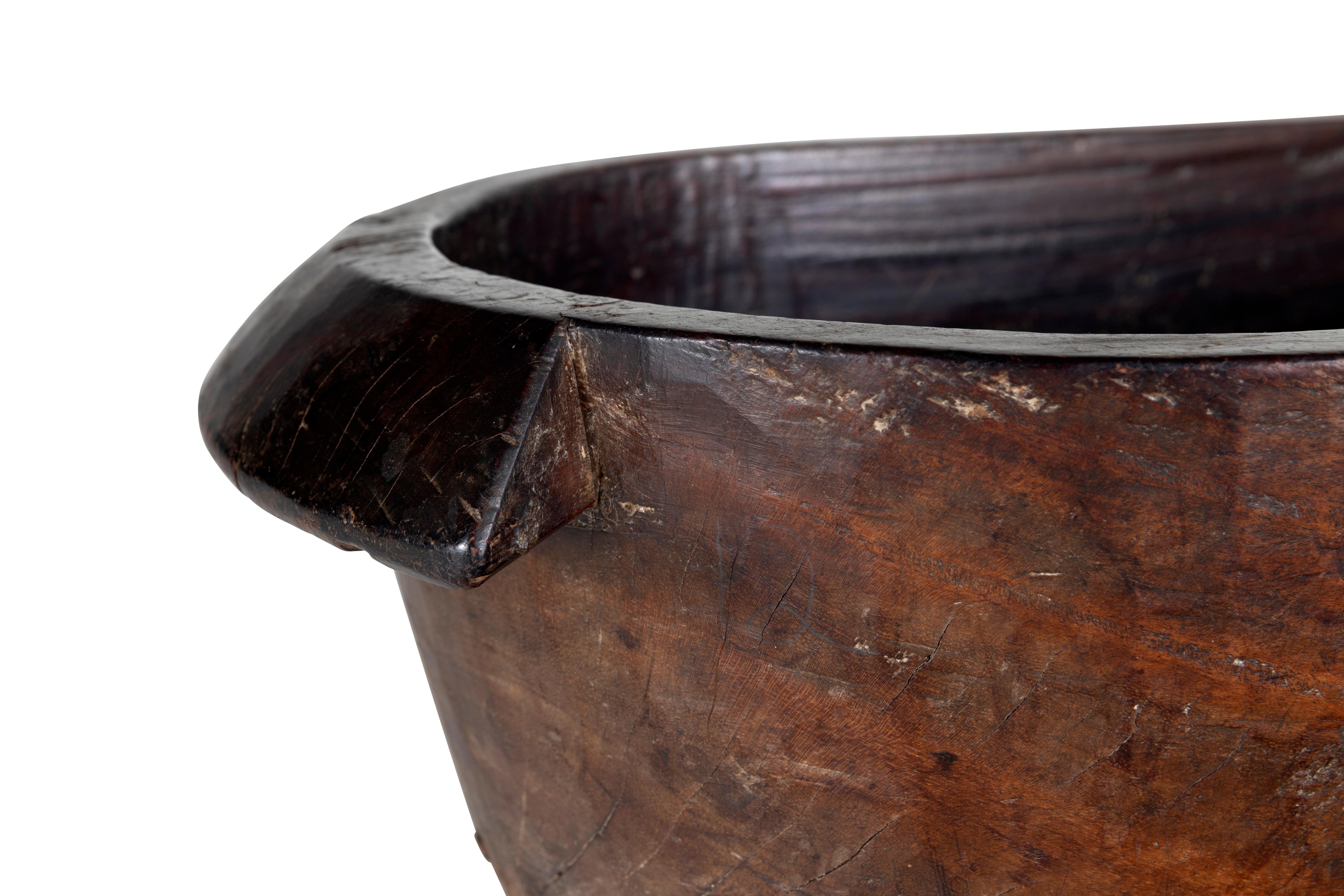 Ancient Hand Hewn Burlwood Bowl In Good Condition For Sale In Dallas, TX
