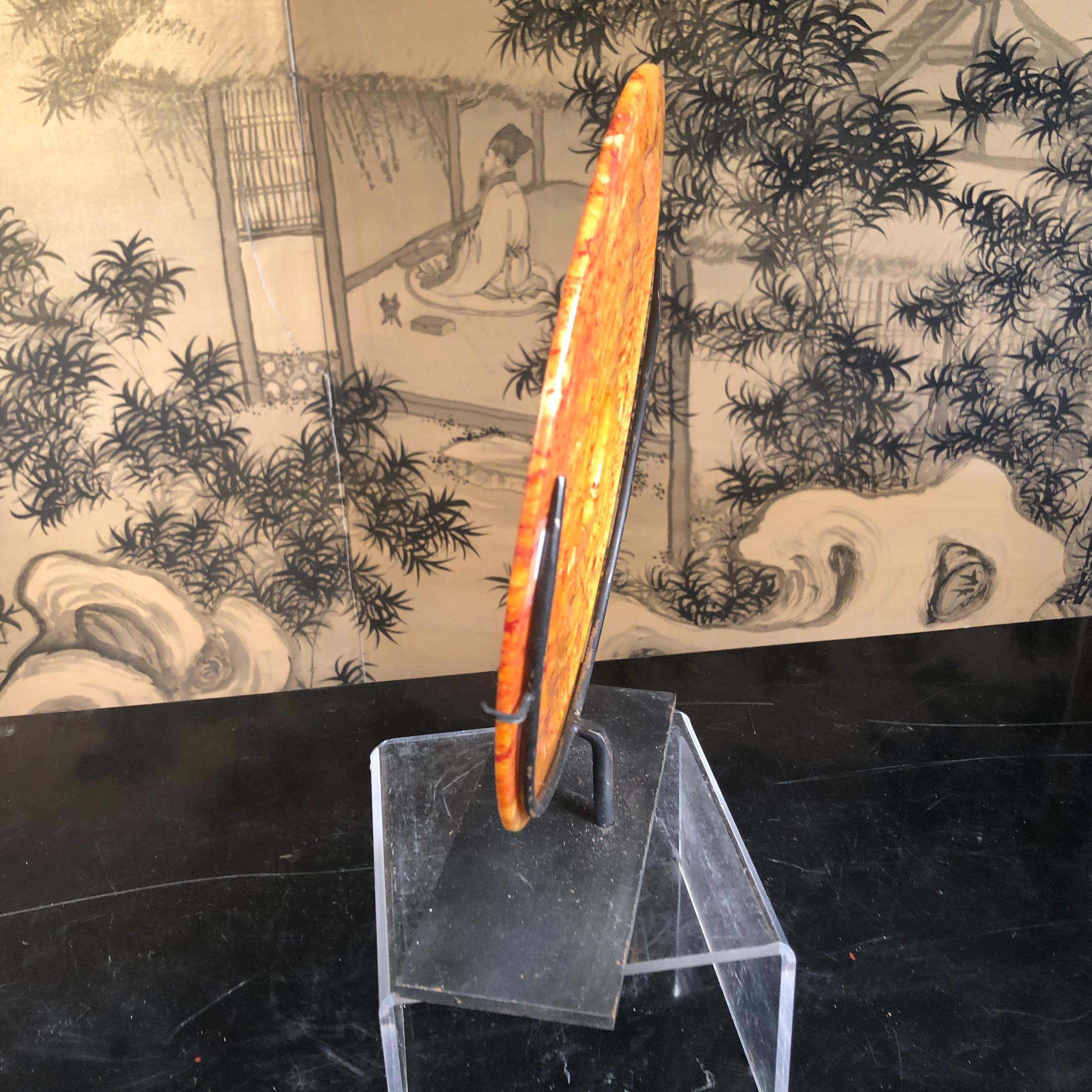 Ancient Handmade Jade Bi Blood Orange Genuine Artifact from 2000 BC 5