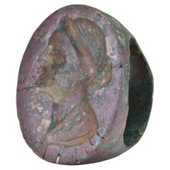 Ancienne bague de signalisation hellénistique en bronze avec Berenice II d'Égypte