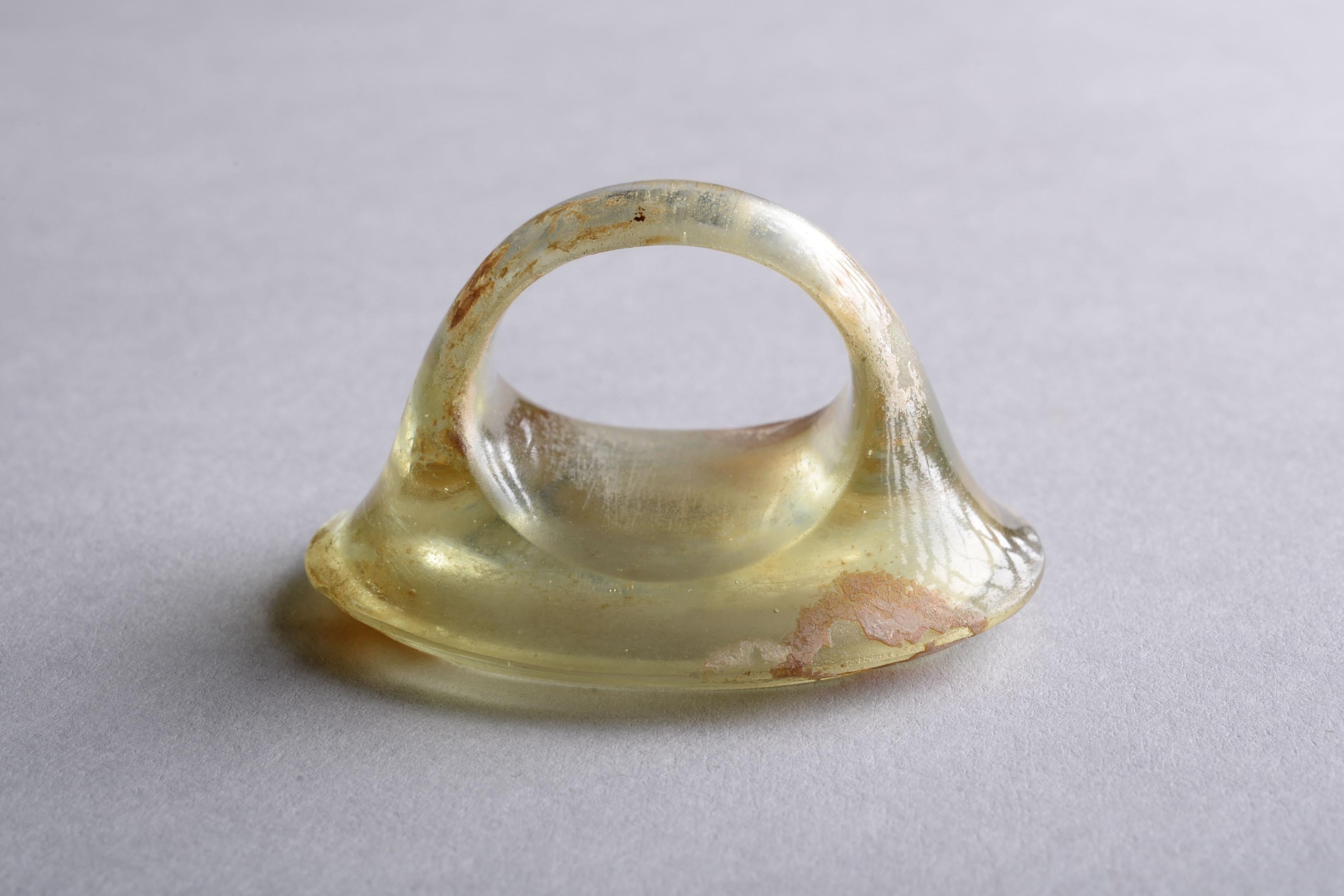 Ancient Hellenistic Glass Finger Ring For Sale 3