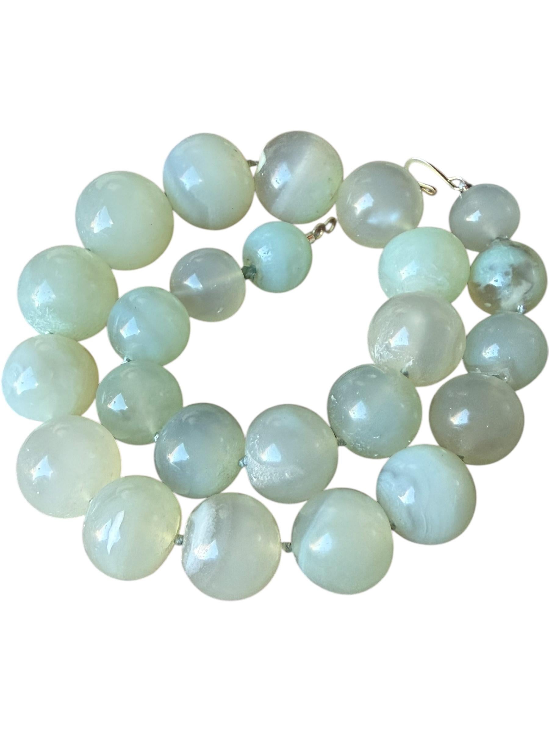 da uomo o donna Antica collana di perle di agata dell'Himalaya, risalente a 2000+ anni fa, grande e rotonda, in celadon in vendita