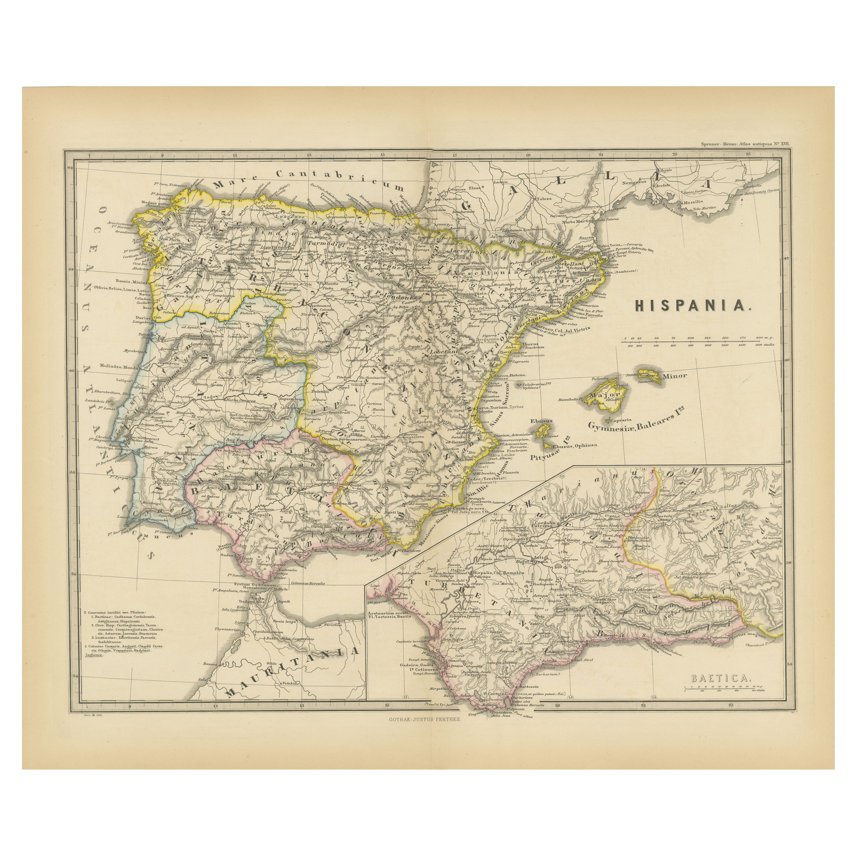 Ancienne Ibérique : Carte Hispania de Spruner-Menke Atlas Antiquus, 1880