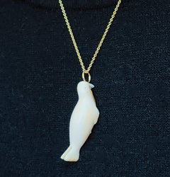 Ancient Ice Inuit Hand Carved Walrus Necklace in 18K